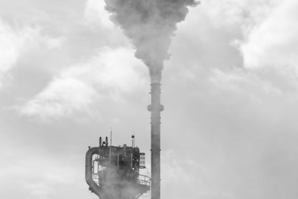 Smoke stack, black and white