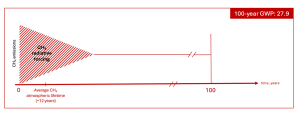 CH4 radiative forcing integrated over 100 years