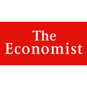 The logo for the publication, The Economist, which includes a red rectangle behind its name.