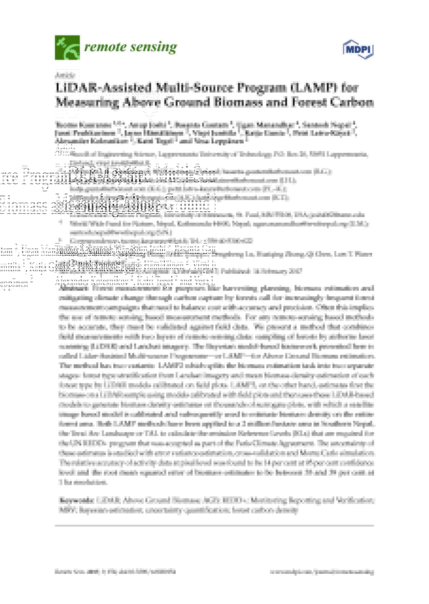 Journal Remote Sensing