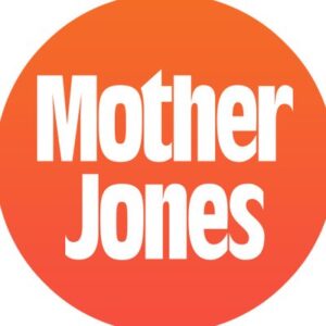 Mother Jones logo, which reads, "Mother Jones," against an orange circle background.